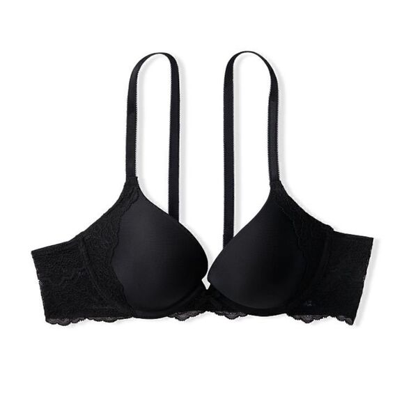 Victoria's Secret Dream Angels perfect Plunge black padded push-up bra 32 D D - Picture 4 of 13